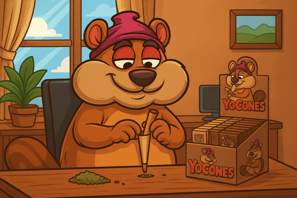 YoChip packing a cone