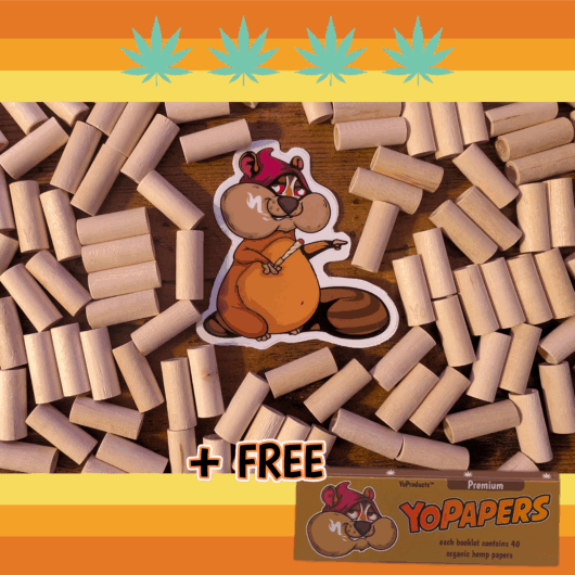 8mm NAKED Wooden Rolling Tips - Free Organic Hemp Papers!